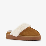 Thu!s gevoerde dames pantoffels imitatiebont bruin