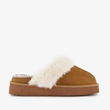 Gevoerde dames pantoffels imitatiebont bruin