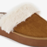 Gevoerde dames pantoffels imitatiebont bruin