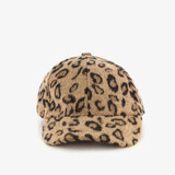 Bouclé dames pet met luipaardprint