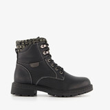 Dames veterboots met gebreid detail zwart