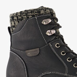 Dames veterboots met gebreid detail zwart