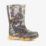 Kinder regenlaarzen met graafmachines en lichtjes