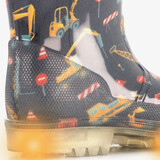 Kinder regenlaarzen met graafmachines en lichtjes