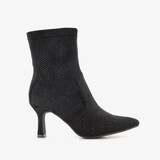 Dames glitter enkellaarsjes met hak zwart