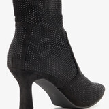 Dames glitter enkellaarsjes met hak zwart