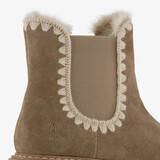 Gevoerde suede dames boots taupe