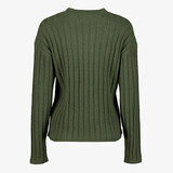 Ribgebreide dames trui groen