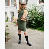 Ribgebreide dames midi rok groen