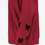 Dames sweater met strikjes bordeauxrood