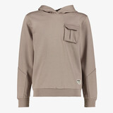 Unsigned jongens hoodie met borstzakje beige