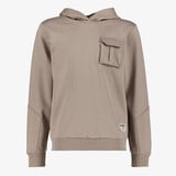 Unsigned jongens hoodie met borstzakje beige