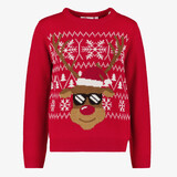 Foute kinder kersttrui met rendier rood