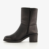 Leren dames enkellaarzen met hak zwart