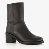 Harper leren dames enkellaarzen met hak zwart