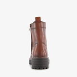 Leren dames veterboots cognac