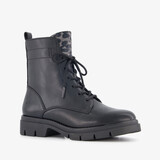 Tamaris dames veterboots met luipaardprint zwart