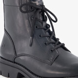 Dames veterboots met luipaardprint zwart
