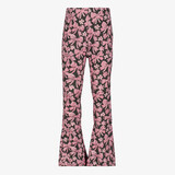 TwoDay flared meisjes broek met bloemenprint roze zwart