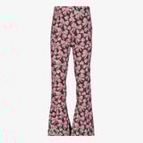 TwoDay flared meisjes broek met bloemenprint roze zwart