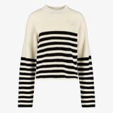 TwoDay gebreide meisjes trui met strepen en strikje wit zwart