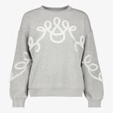 TwoDay dames sweater met borduursels grijs wit
