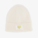 Gebreide meisjes muts met hartje wit