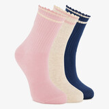 3 paar kindersokken met hartjes roze beige blauw