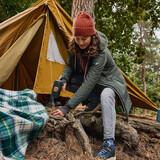 Lange gevoerde dames softshell jas groen