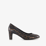 Dames pumps met panter dessin bruin zwart