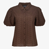TwoDay dames broderie blouse met korte mouwen bruin