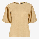 TwoDay dames top met pofmouwen beige
