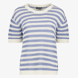 TwoDay gebreid dames T-shirt met strepen blauw wit