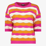 Twoday dames trui met strepen roze oranje