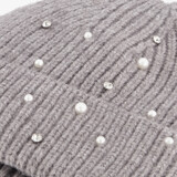 Muts dames grijs met parels en strasstenen