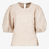 TwoDay dames top met pofmouwen beige