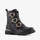 Blue Box meisjes biker boots zwart met hartjes gespen