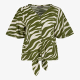 TwoDay geknoopte dames blouse zebraprint groen wit