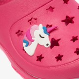 Roze kinder klompen met unicorn