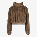 TwoDay dames bomber jas met imitatiebont bruin