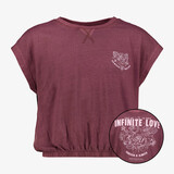 TwoDay cropped meisjes T-shirt met backprint bordeaux