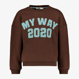 MyWay meisjes sweater met tekstopdruk bruin blauw