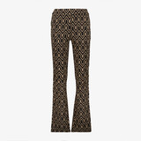 TwoDay flared dames broek met grafisch print zwart bruin