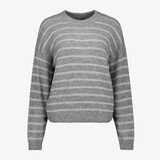 TwoDay gestreepte dames trui met lurex grijs