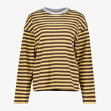 TwoDay gestreept dames longsleeve shirt geel bruin