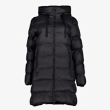 Lange gewatteerde dames winterjas zwart