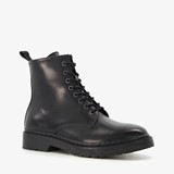 Leren dames veterboots zwart