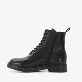 Leren dames veterboots zwart