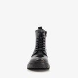 Leren dames veterboots zwart