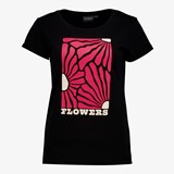 Dames T-shirt zwart met bloemen